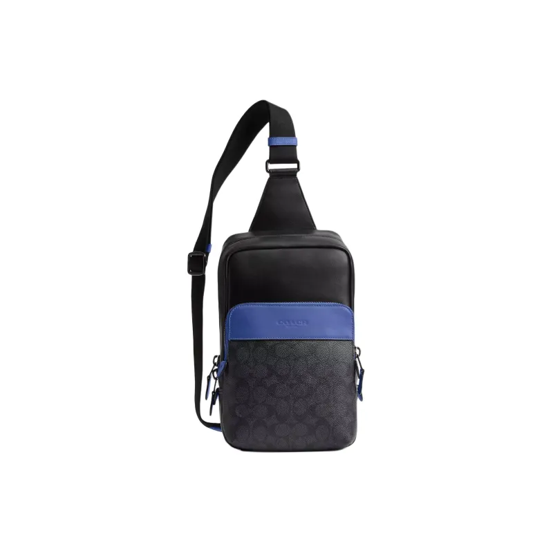 COACH Gotham Coated Canvas Shoulder Bag Crossbody Bag Small Size Men's Charcoal With Blueberry Pink-0