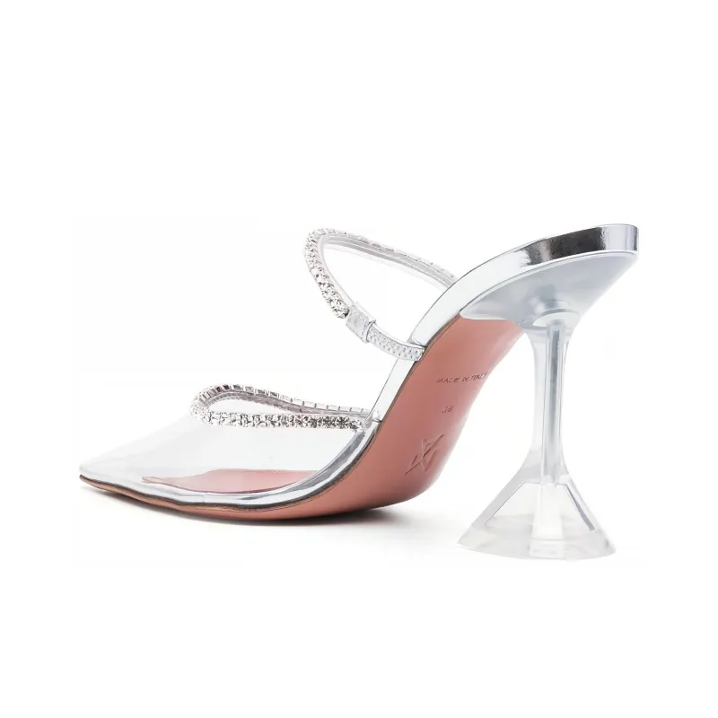 AMINA MUADDI Gilda 95mm Glass PVC Mule Transparent-3