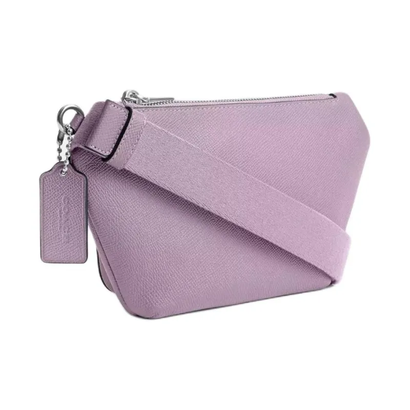 COACH Cross Grain Leather With Coated Canvas Sling Bag, One Shoulder, Crossbody, Fanny Pack Medium Size Men's Purple-1