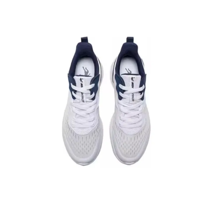 QIAODAN Wear Resistant Low Top Running Shoes Men's White Blue-2