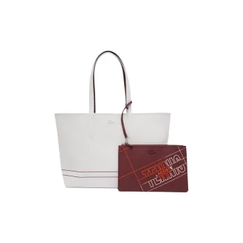 LACOSTE PVC Tote Bag Shopping Bag Handbag Women's White