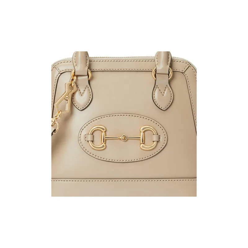 GUCCI Horsebit 1955 Leather Shoulder Bag Crossbody Bag Handbag Mini Women's Beige-9