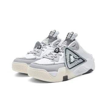 PEAK Skateboard Shoes Men Low Top All White Light Gray