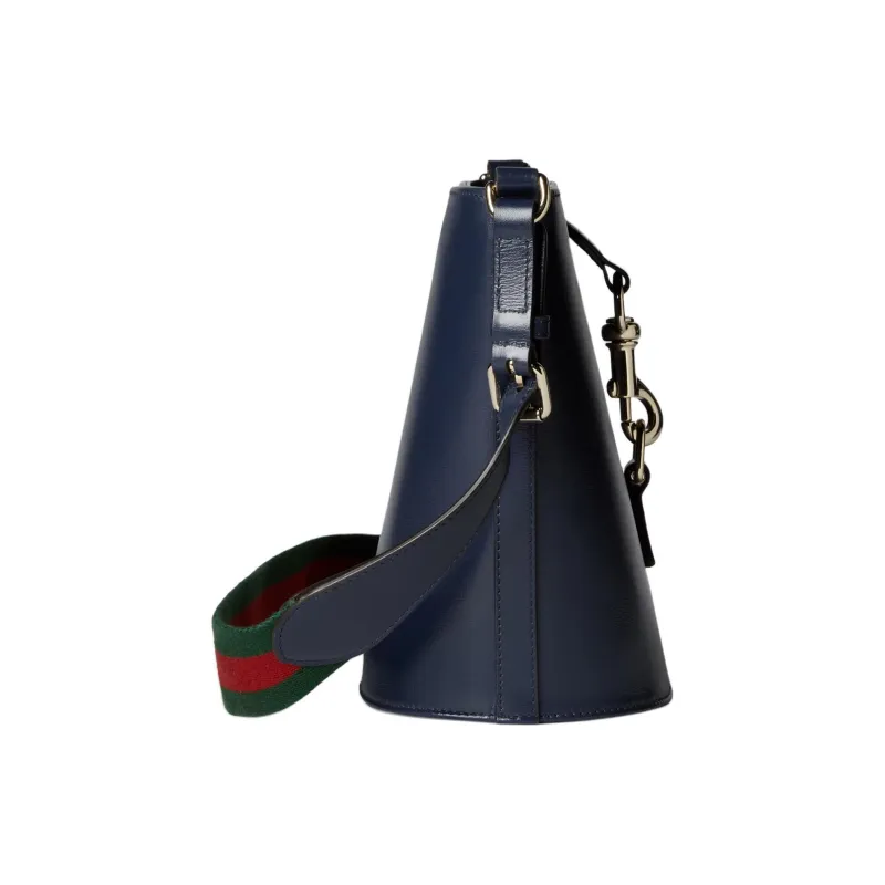 GUCCI Leather Bucket Bags Shoulder Bag Crossbody Bag Mini Women's Blue-2