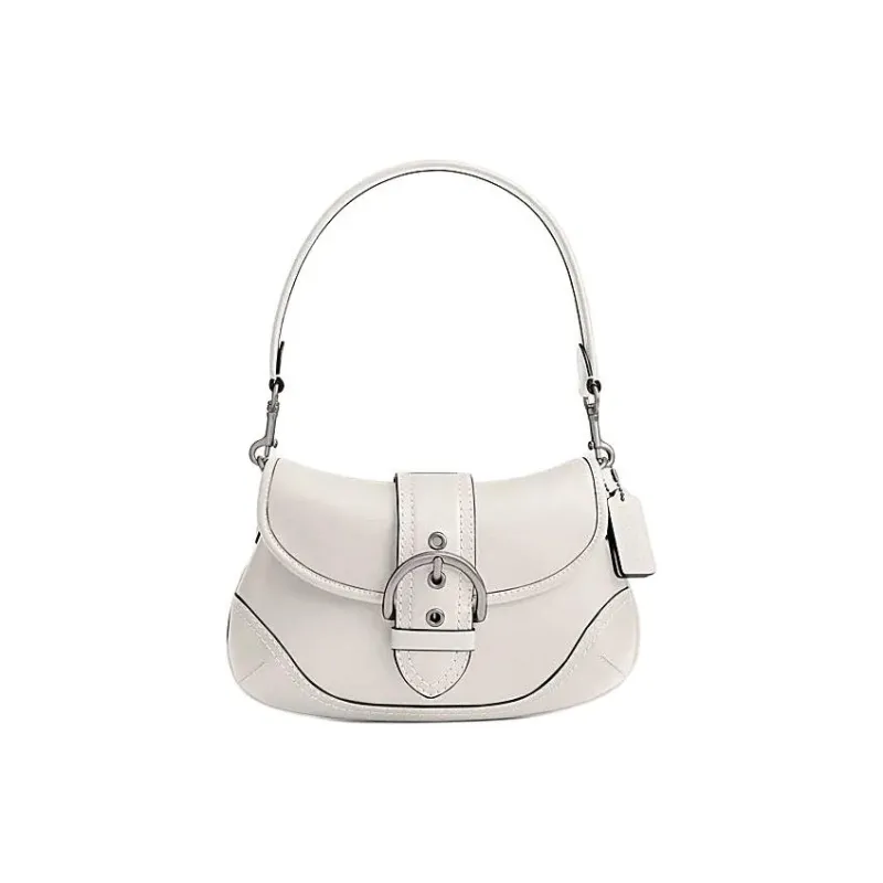 COACH Soho Cow Leather Hobo Bag, One Shoulder Handbag Medium Size Women's Pink White-4