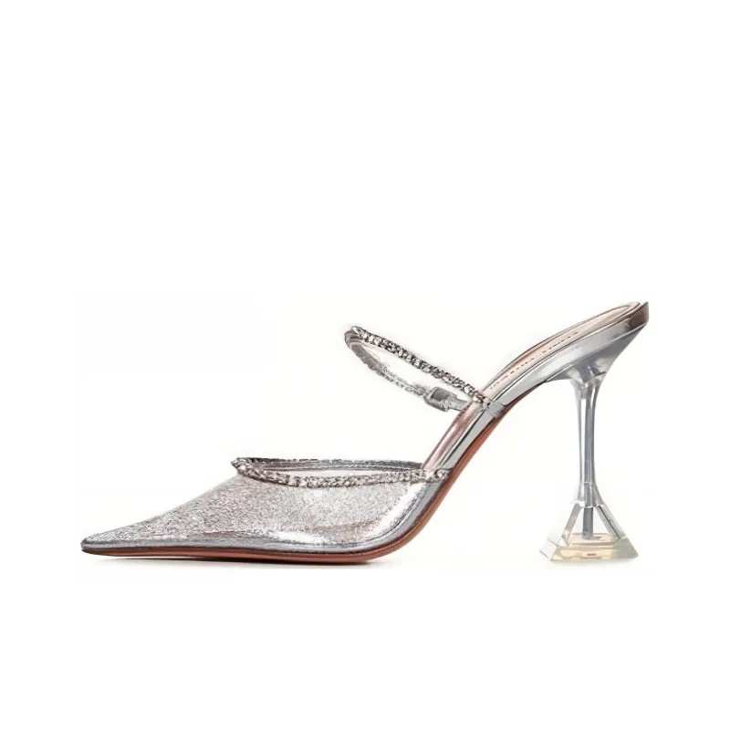 AMINA MUADDI Wrap-toe Slippers 9.5cm Women's Silver-0