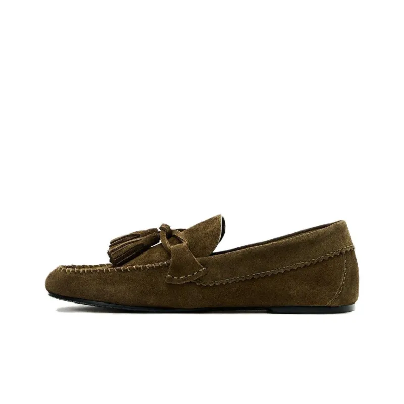 ZARA Loafers Women's Khaki Green-0