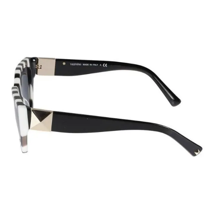 Valentino Plate Frame Cat Eye Sunglasses Women's Black White-2