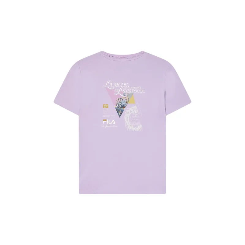 FILA T Shirt Women's Autumn Cherry Blossom Purple-1
