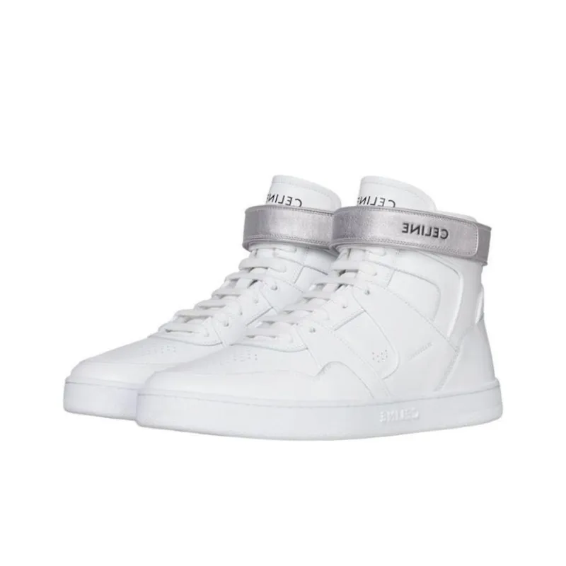 CELINE High Top Stylish Skateboarding Shoes Men's Silver White-3