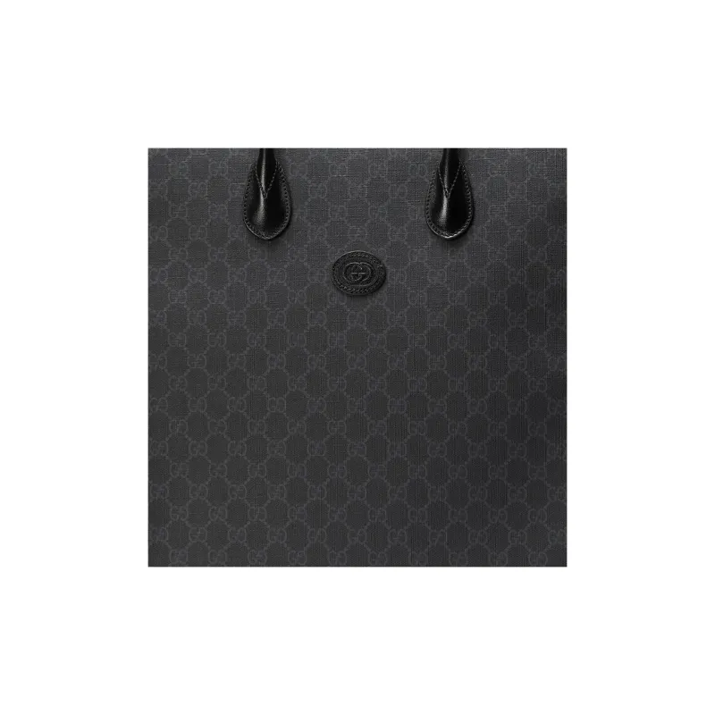 GUCCI GG Retro Series Leather Tote Bag Shopping Bag Shoulder Bag Crossbody Bag Handbag Medium Size Men's Black-7