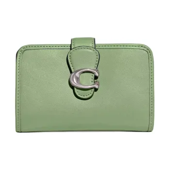 COACH Tabby Leather Coin Purses Wallets Medium Size Women's Silver & Light Happy Fruit Color