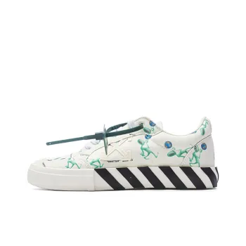 OFF WHITE Vulc Low Canvas Alien Logo Applique White Green Black