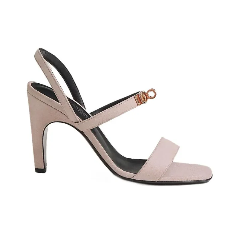 HERMES Glamour 95 Strap Sandals 9.5cm Women's Porcelain Roses-1