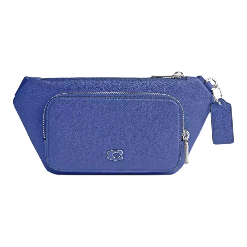 COACH Cross Grain Canvas With Leather Shoulder Bag, Crossbody Bag, Fanny Pack Medium Size Men's Blueberry-0