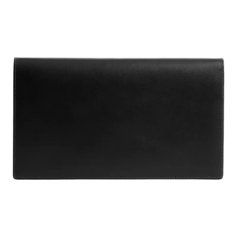 COACH Calfskin One Shoulder Crossbody Clutch Large Size Women's Silver & Black-2
