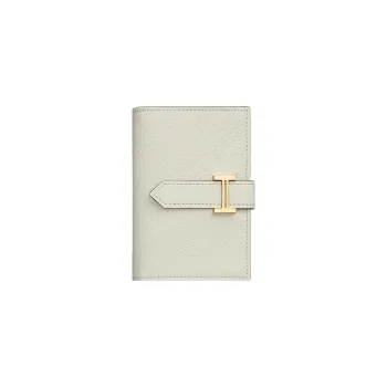 HERMES Bearn Chevre Mysore Goatskin Wallet Mini Women's 0T Mushroom White