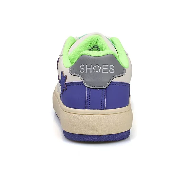 B10CROWN Anti Slip Wear Resistant Low Top Skateboard Shoes Women's White Blue-3