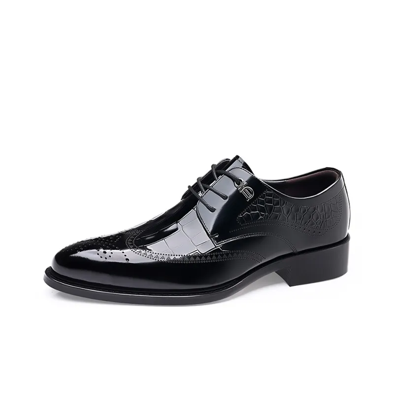 LUOMAIKE Dress Shoes Men Low Top Black/Burgundy-0