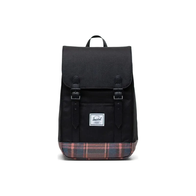 Herschel Recycled Fabric Backpack Mini Unisex Black Plaid-0