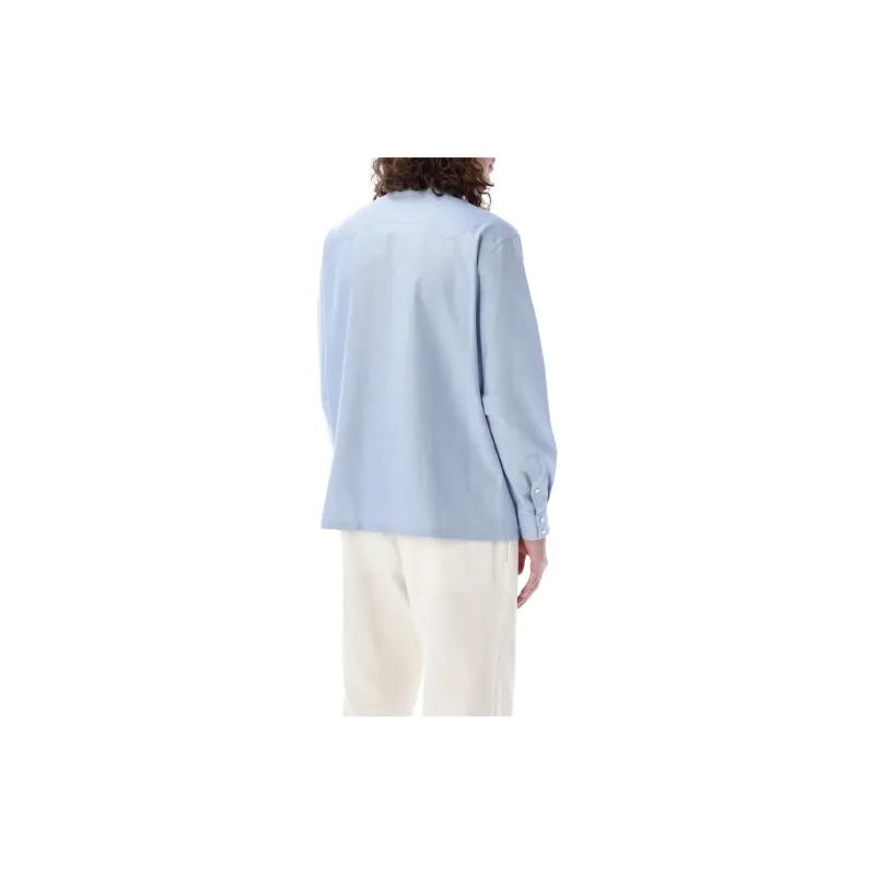 PALM ANGELS Monogram Embroidered Streight Hem Shirt-1