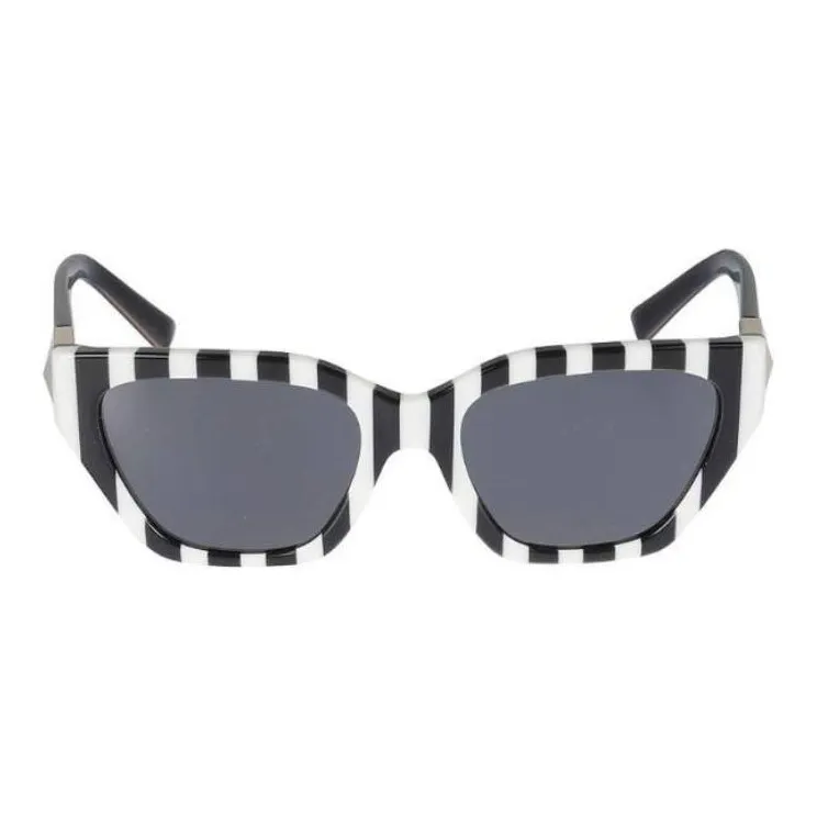 Valentino Plate Frame Cat Eye Sunglasses Women's Black White-1
