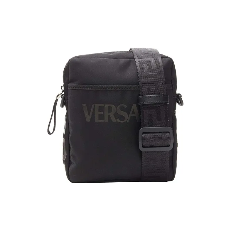 VERSACE Nylon Camera Bag, Messenger Bag, Shoulder Bag, Crossbody Bag Unisex Black-0