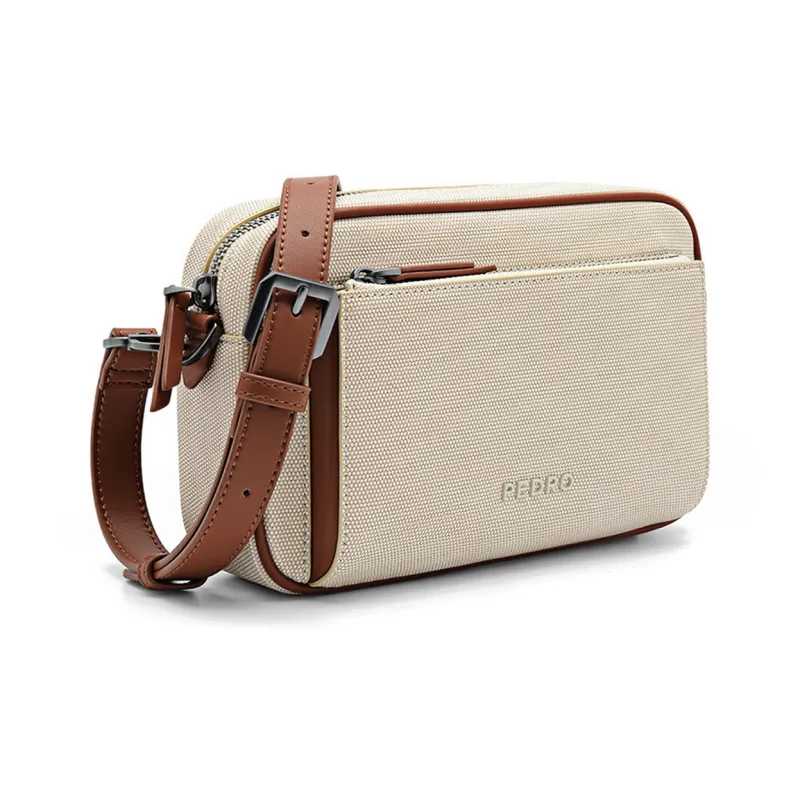 PEDRO Microfiber Shoulder Bag Men's Black/Beige-6