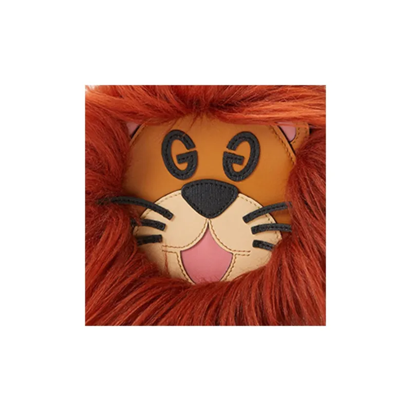 GUCCI Lions Pattern Corduroy Pouch Orange-7