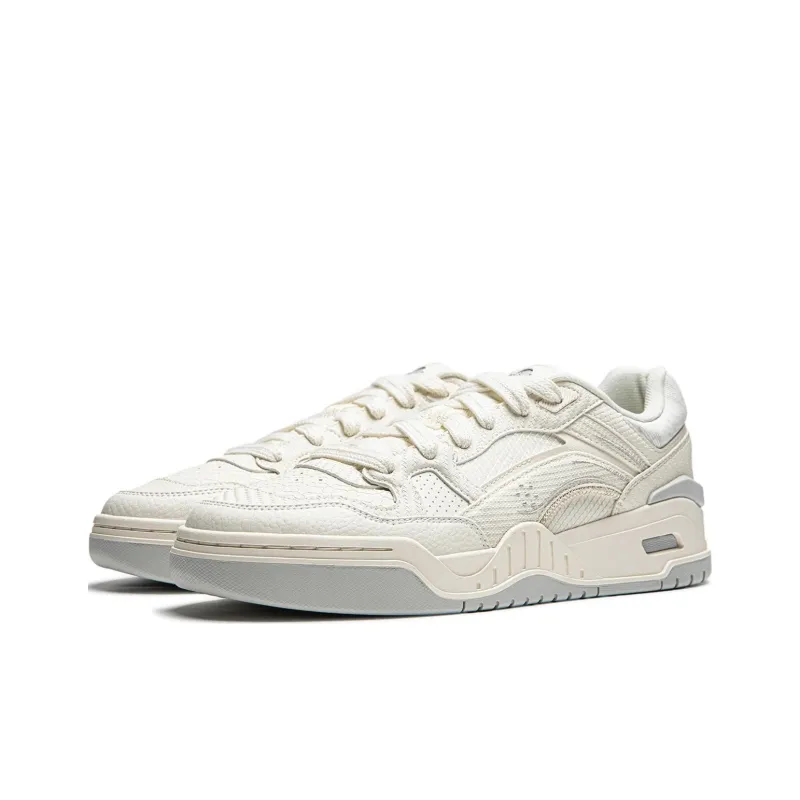 LiNing Moon White 2.0 Anti Slip Wear Resistant Breathable Height Increasing Low Top Skateboard Shoes Men's Ecru-2