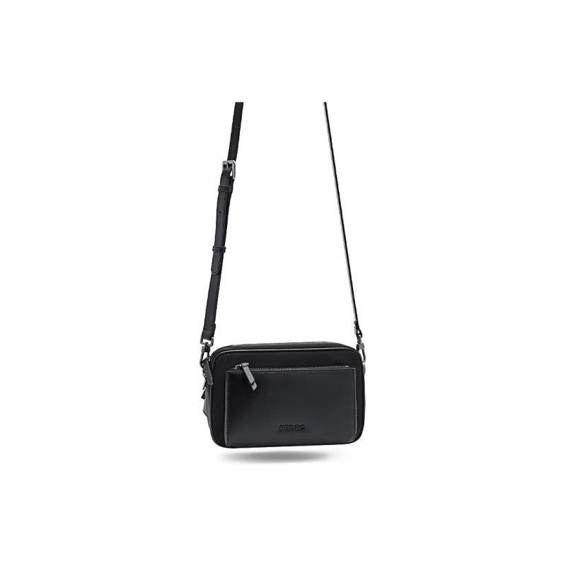 PEDRO Microfiber Shoulder Bag Men's Black/Beige-3