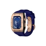 Rose Bezel Black Case, Blue Strap