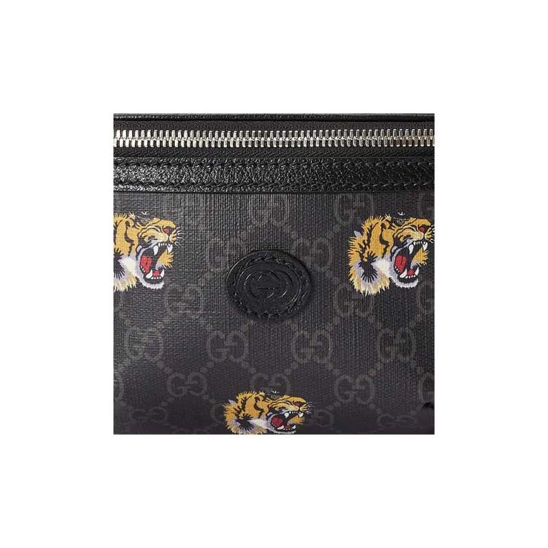 GUCCI Canvas With Leather Trim Sling Bag Fanny Pack Men's Black-7