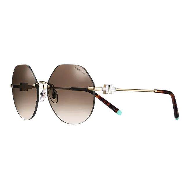 TIFFANY & CO. Metal Irregular Shape Sunglasses Women's Light Gold-0