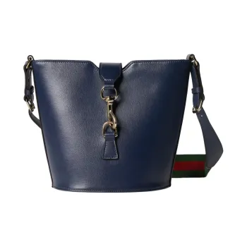 GUCCI Leather Bucket Bags Shoulder Bag Crossbody Bag Mini Women's Blue