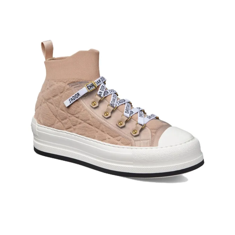 DIOR Walk'n'Dior Platform Shoes Anti-Slip Wear-Resistant High-Top Skateboard Shoes Women's Pink White-2