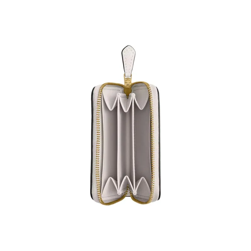 COACH Zip Around Polished Pebble Leather Card Holder Small Size Women's Brass & Chalk-2
