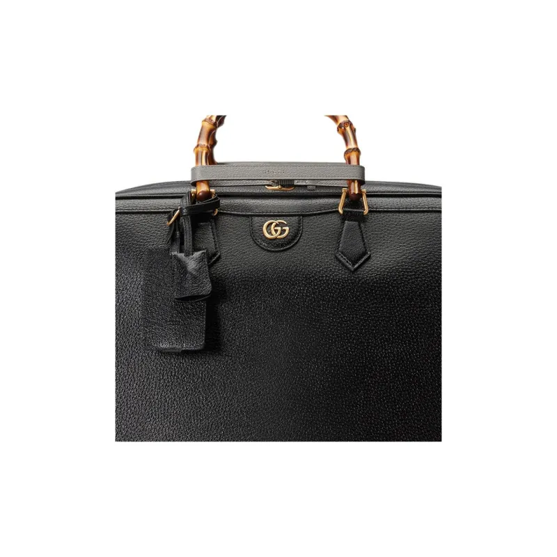 GUCCI Diana Leather Luggage Bag Shoulder Bag Crossbody Handbag Large Size Men's Black-8
