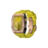 Rose Bezel Black Case, Yellow Strap