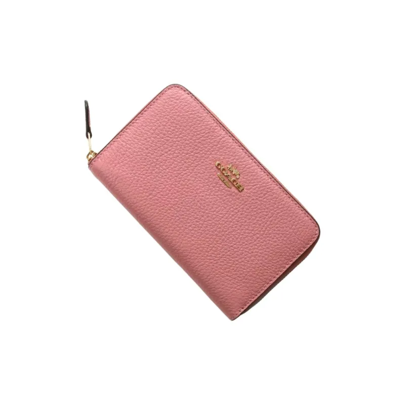 COACH Zip Around Leather Circumferential Zip Closure, Wallet, Card Holder Medium Size Women's Pink-5