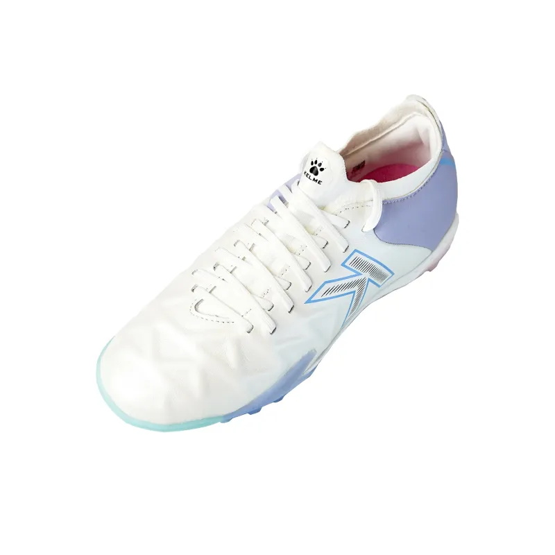 KELME TF Rubber Broken Studs Anti Slip Wear Resistant Soccer Shoes Unisex White Purple-2