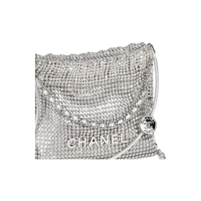 CHANEL 22Bag Leather Shoulder Bag Mini Women's Silver-1