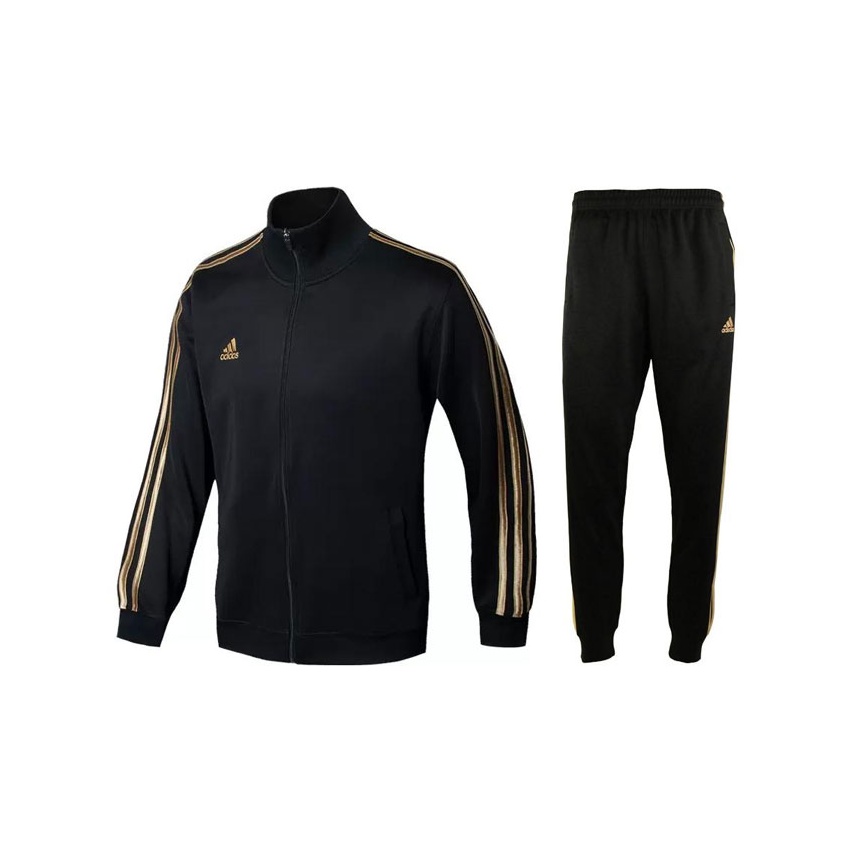 Adidas tracksuit mens black and gold online