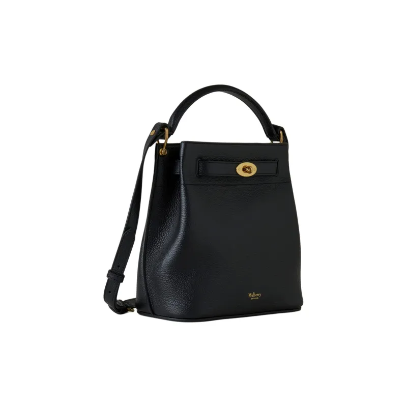 Mulberry Grained Leather Bucket Bags Shoulder Bag Crossbody Bag Handbag Small Size Women's Black-1