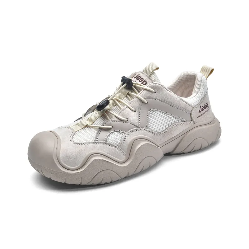 Jeep Cushioning Anti Slip Wear Resistant Breathable Lightweight Rebound Low Top Casual Shoes Unisex Sand-2