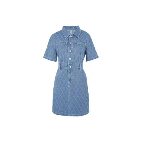 3COLOUR Short-Sleeved Dresses Women's Sky Blue Plaid