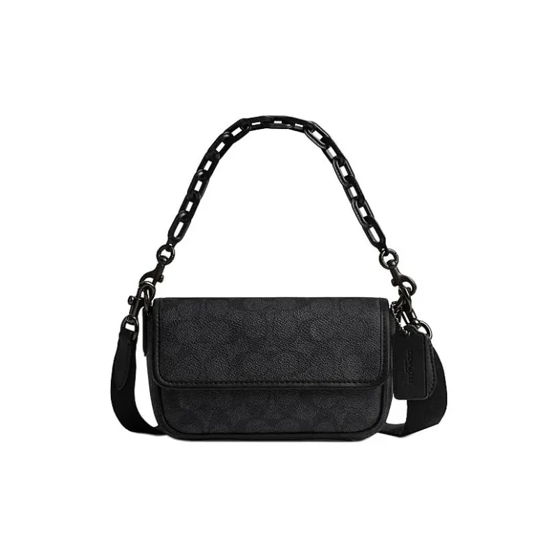 COACH Charter Coated Canvas Handbag, Shoulder Bag, Crossbody Bag Trumpets Unisex Charcoal Black-0