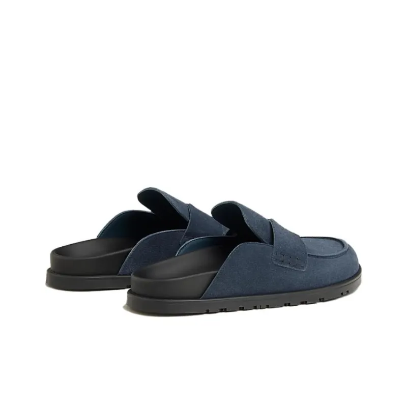 HERMES Go Wrap toe Slippers Men's Blue-3