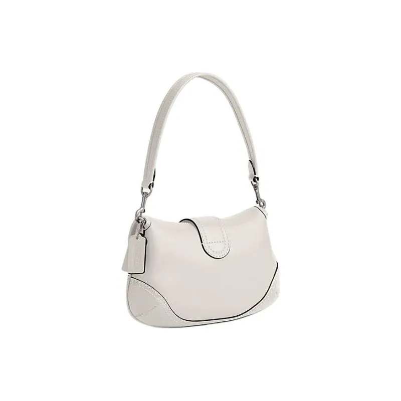 COACH Soho Cow Leather Hobo Bag, One Shoulder Handbag Medium Size Women's Pink White-5