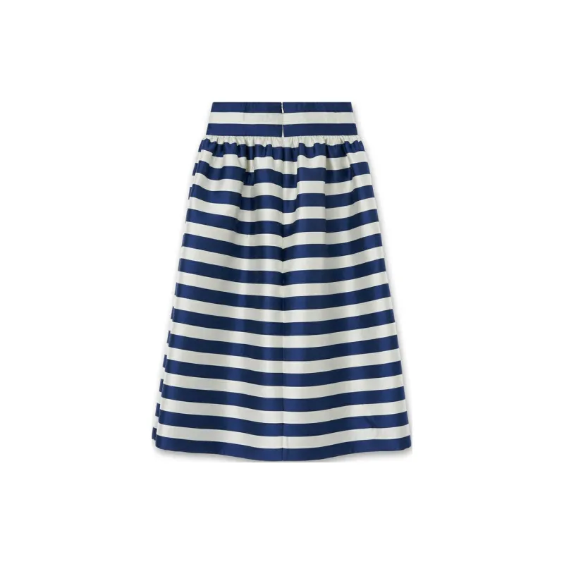 KIMHEKIM SS24 STRIPED MIKADO SILK MIDI DRESS Sleeveless Dress Women's NAVY/Marine Blue-1